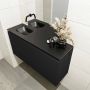 Mondiaz OLAN Toiletmeubel 100x30x40cm met 0 kraangaten 1 lades urban mat Wastafel Lex links Solid Surface Zwart FK75342802 - Thumbnail 3
