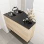 Mondiaz OLAN Toiletmeubel 100x30x40cm met 0 kraangaten 1 lades washed oak mat Wastafel Lex links Solid Surface Zwart FK75343034 - Thumbnail 3