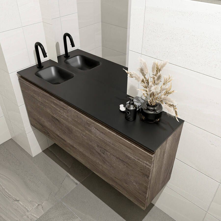 Mondiaz Olan 120cm toiletmeubel dark brown met wastafel urban links 1 kraangat