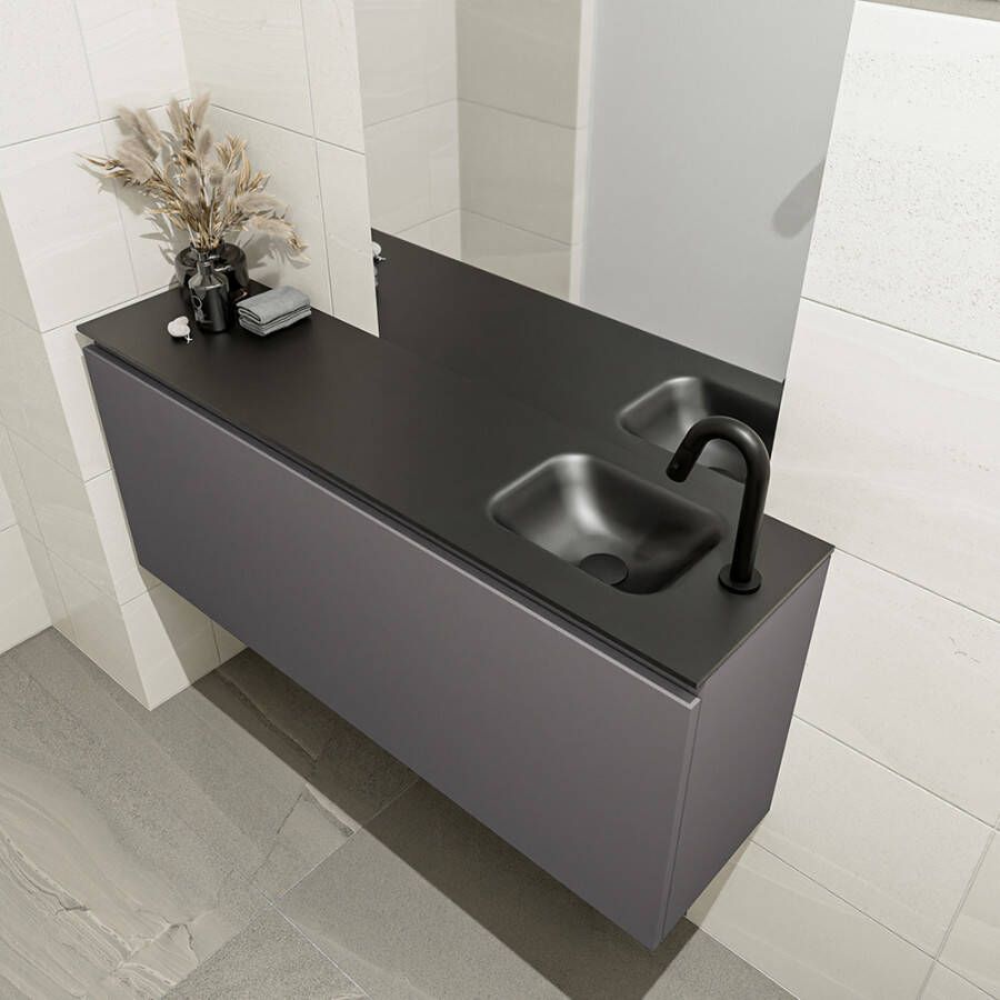 Mondiaz Olan 120cm toiletmeubel dark grey met wastafel urban rechts 1 kraangat