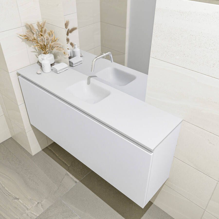 Mondiaz OLAN Toiletmeubel 120x30x40cm met 0 kraangaten 1 lades talc mat Wastafel Lex midden Solid Surface Wit FK75342429 - Foto 3