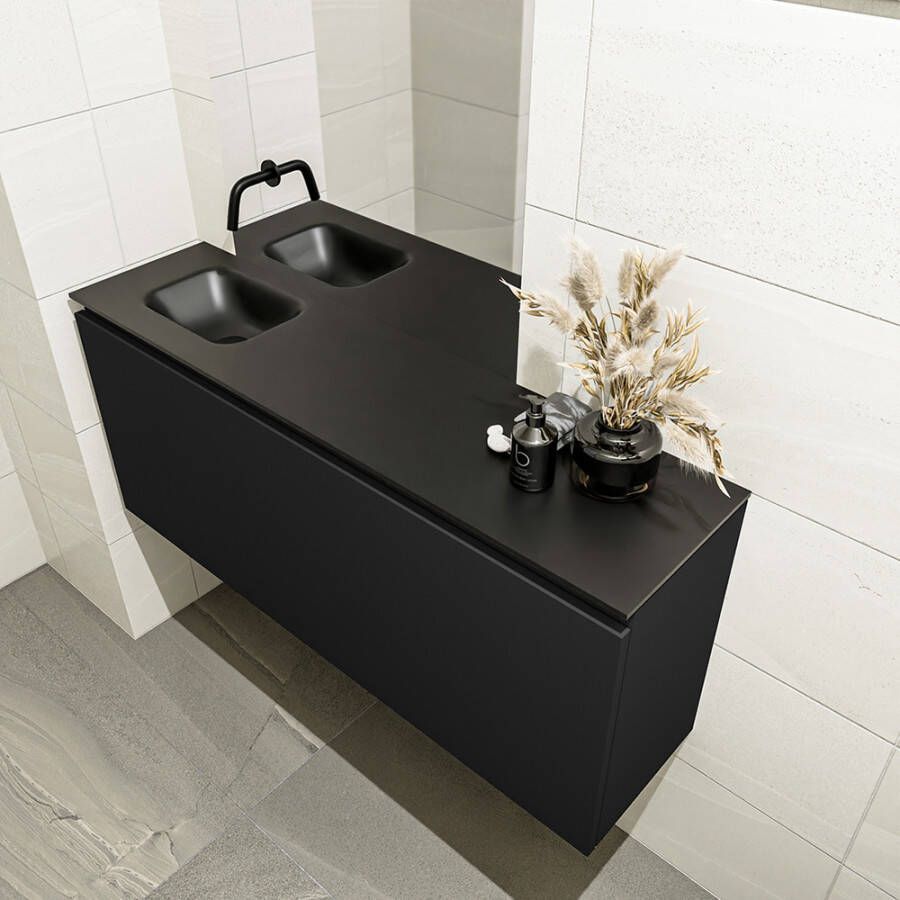 Mondiaz OLAN Toiletmeubel 120x30x40cm met 0 kraangaten 1 lades urban mat Wastafel Lex links Solid Surface Zwart FK75342808 - Foto 2
