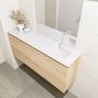 Mondiaz OLAN Toiletmeubel 120x30x40cm met 0 kraangaten 1 lades washed oak mat Wastafel Lex rechts Solid Surface Wit FK75342694 - Thumbnail 3