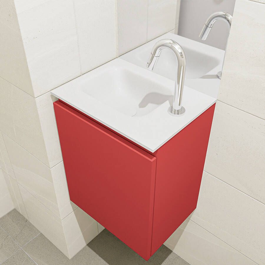 Mondiaz Olan 40cm toiletmeubel fire met wastafel talc links 1 kraangat