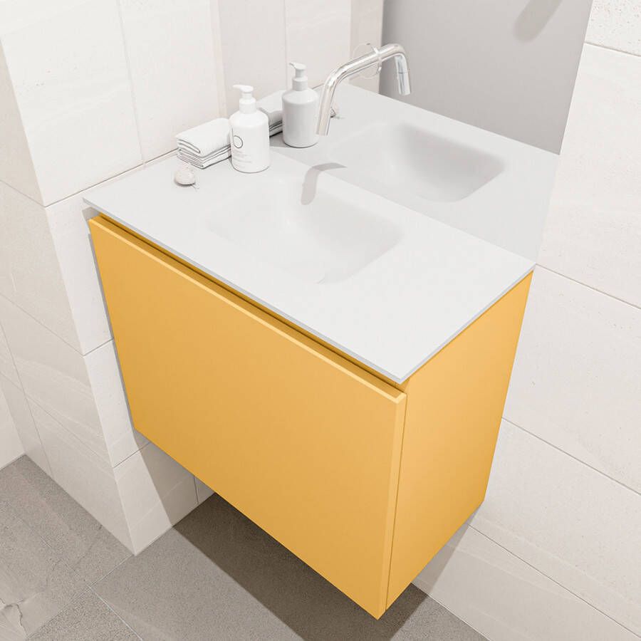 Mondiaz OLAN Toiletmeubel 60x30x40cm met 0 kraangaten 1 lades ocher mat Wastafel Lex midden Solid Surface Wit FK75342556 - Foto 2