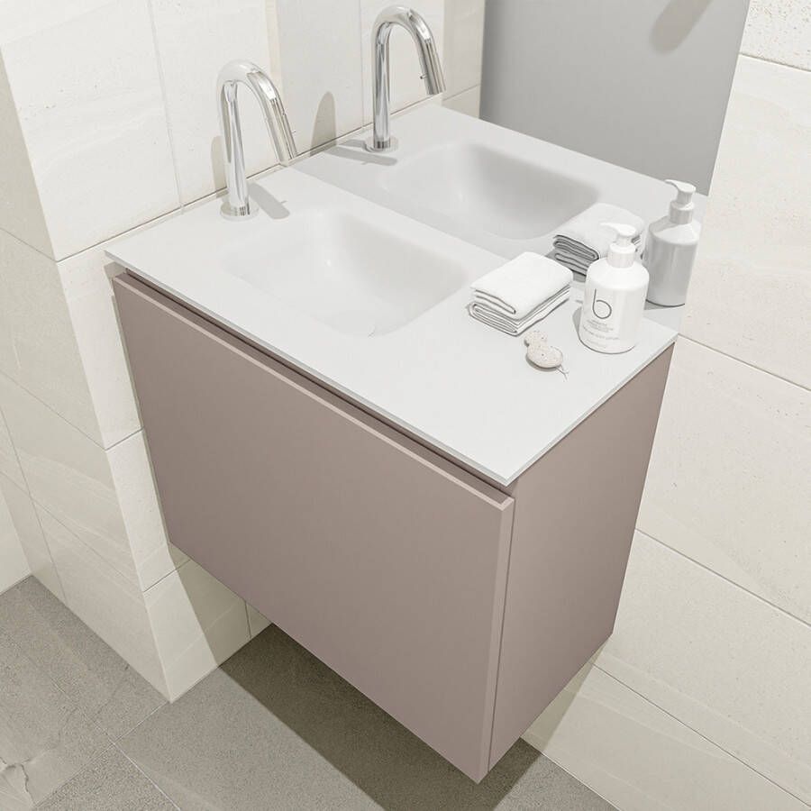 Mondiaz OLAN Toiletmeubel 60x30x40cm met 1 kraangaten 1 lades smoke mat Wastafel Lex links Solid Surface Wit FK75342499 - Foto 2