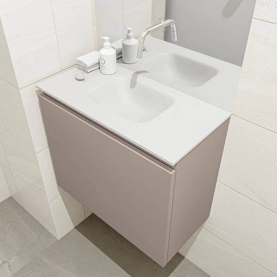 Mondiaz OLAN Toiletmeubel 60x30x40cm met 0 kraangaten 1 lades smoke mat Wastafel Lex midden Solid Surface Wit FK75342498 - Foto 2