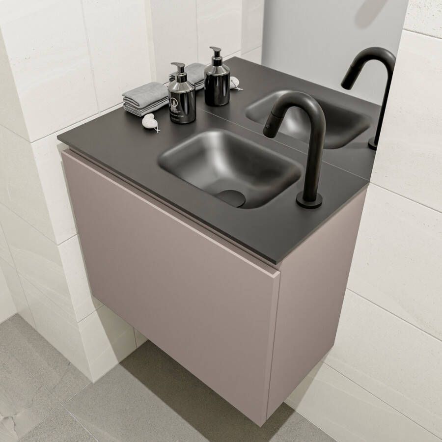 Mondiaz Olan 60cm toiletmeubel smoke met wastafel urban rechts 1 kraangat