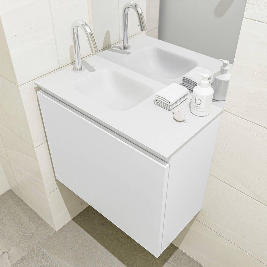 Mondiaz OLAN Toiletmeubel 60x30x40cm met 1 kraangaten 1 lades talc mat Wastafel Lex links Solid Surface Wit FK75342412 - Foto 2
