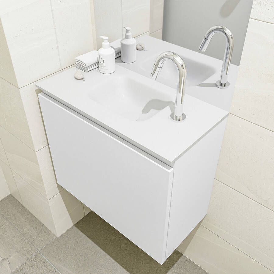 Mondiaz OLAN Toiletmeubel 60x30x40cm met 1 kraangaten 1 lades talc mat Wastafel Lex midden Solid Surface Wit FK75342410