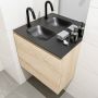 Mondiaz OLAN Toiletmeubel 60x30x40cm met 1 kraangaten 1 lades washed oak mat Wastafel Lex links Solid Surface Zwart FK75343021 - Thumbnail 3