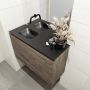 Mondiaz OLAN Toiletmeubel 80x30x40cm met 0 kraangaten 1 lades dark brown mat Wastafel Lex links Solid Surface Zwart FK75343057 - Thumbnail 3