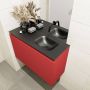 Mondiaz OLAN Toiletmeubel 80x30x40cm met 0 kraangaten 1 lades fire mat Wastafel Lex rechts Solid Surface Zwart FK75342943 - Thumbnail 3