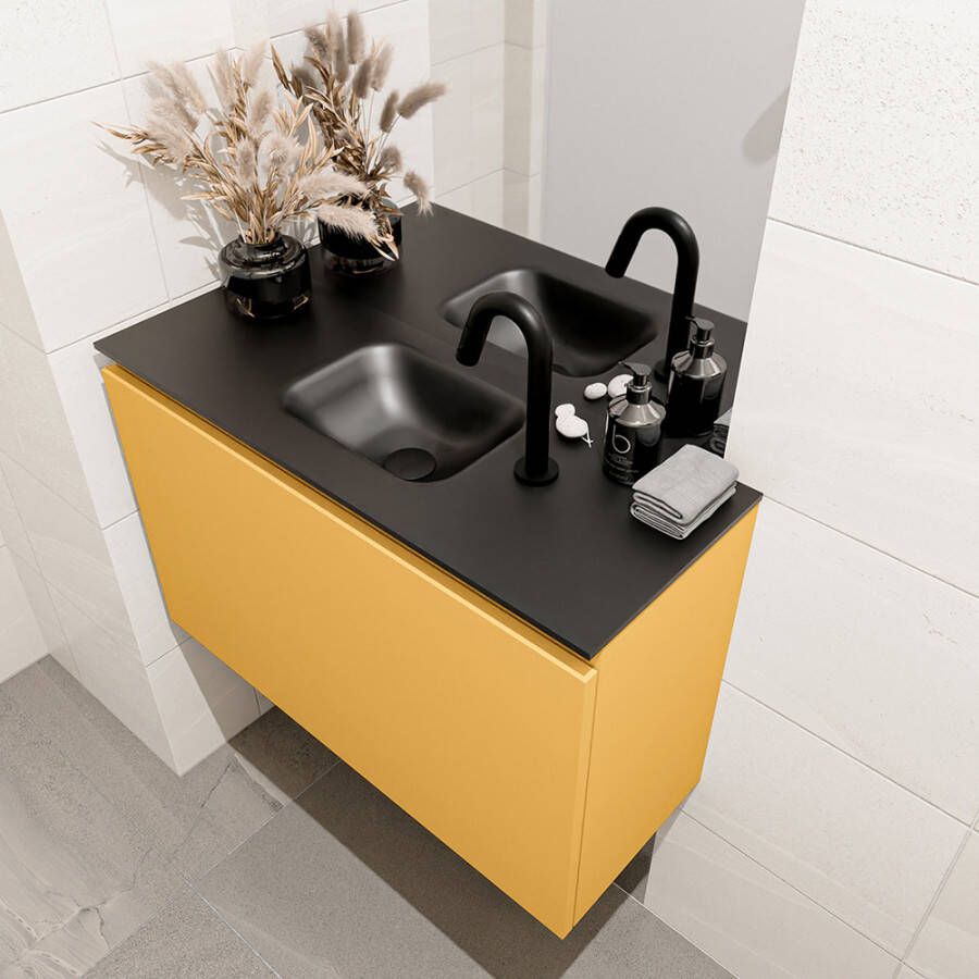 Mondiaz Olan 80cm toiletmeubel ocher met wastafel urban midden 1 kraangat