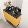 Mondiaz OLAN Toiletmeubel 80x30x40cm met 0 kraangaten 1 lades ocher mat Wastafel Lex rechts Solid Surface Zwart FK75342914 - Thumbnail 3