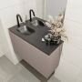 Mondiaz OLAN Toiletmeubel 80x30x40cm met 1 kraangaten 1 lades smoke mat Wastafel Lex links Solid Surface Zwart FK75342853 - Thumbnail 3