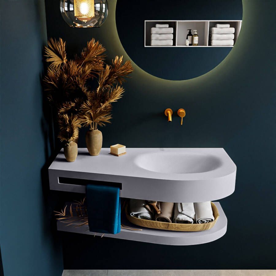 Mondiaz RIVA badmeubelsets 100x50x5.8cm 0 lades Cale mat 0 kraangaten 1 wasbak rechts Cale solid surface RIVA-D10050