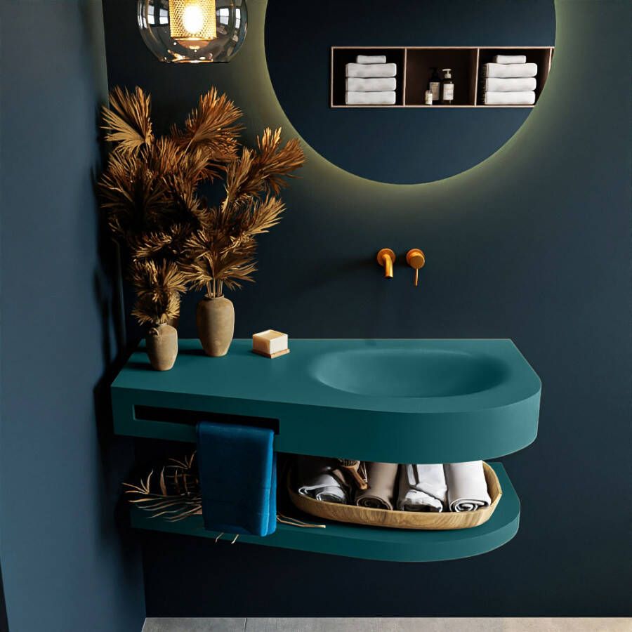Mondiaz RIVA badmeubelsets 100x50x5.8cm 0 lades Smag mat 0 kraangaten 1 wasbak rechts Smag solid surface RIVA-D10106 - Foto 1