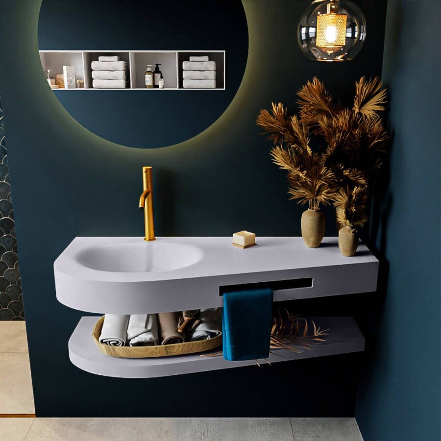 Mondiaz RIVA badmeubelsets 120x50x5.8cm 0 lades Cale mat 1 kraangat 1 wasbak links Cale solid surface RIVA-D10055