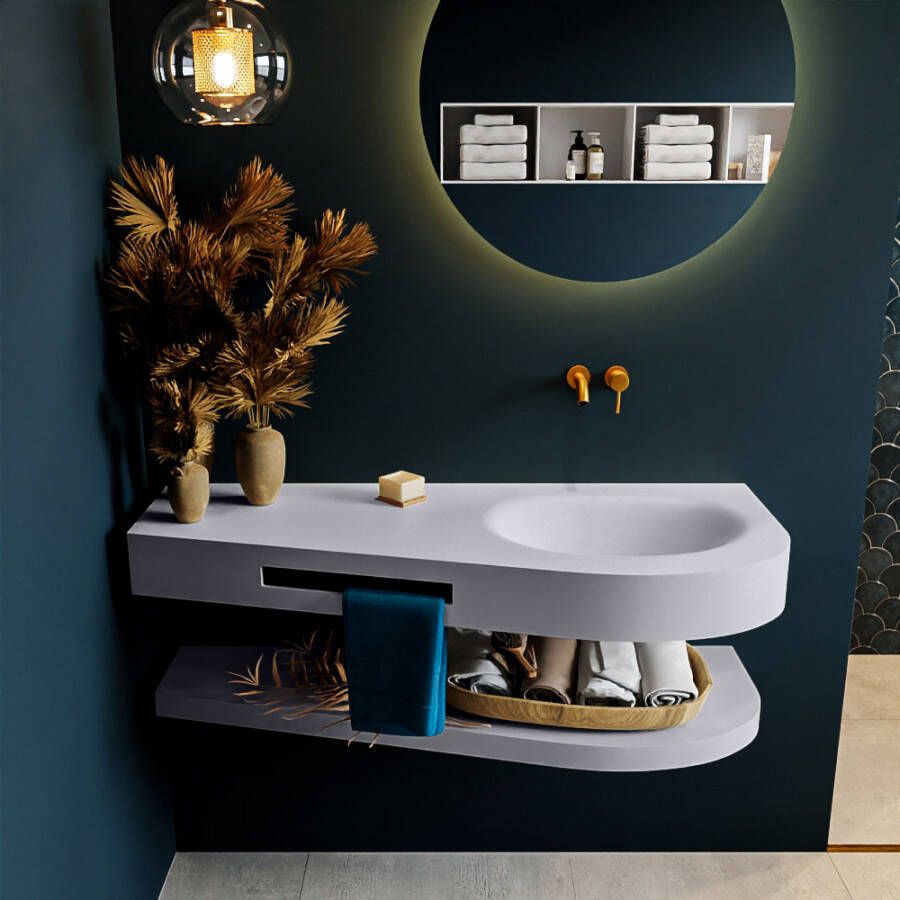 Mondiaz RIVA badmeubelsets 120x50x5.8cm 0 lades Cale mat 0 kraangaten 1 wasbak rechts Cale solid surface RIVA-D10054