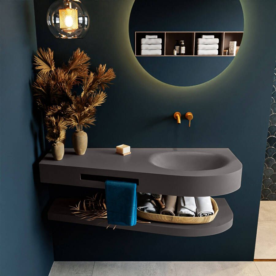 Mondiaz RIVA badmeubelsets 120x50x5.8cm 0 lades Dark Grey mat 0 kraangaten 1 wasbak rechts dark grey solid surface RIVA-D10062 - Foto 2