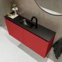 Mondiaz TURE Toiletmeubel 100x23x50cm met 1 kraangaten 2 deuren fire mat Wastafel Eden midden Solid Surface Zwart FK75341552 - Thumbnail 3