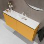 Mondiaz TURE Toiletmeubel 100x23x50cm met 1 kraangaten 2 deuren ocher mat Wastafel Eden midden Solid Surface Wit FK75341169 - Thumbnail 3