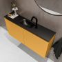 Mondiaz TURE Toiletmeubel 100x23x50cm met 1 kraangaten 2 deuren ocher mat Wastafel Eden midden Solid Surface Zwart FK75341523 - Thumbnail 3