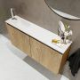 Mondiaz TURE Toiletmeubel 100x23x50cm met 1 kraangaten 2 deuren washed oak mat Wastafel Eden links Solid Surface Wit FK75341291 - Thumbnail 3