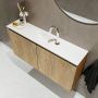 Mondiaz TURE Toiletmeubel 100x23x50cm met 1 kraangaten 2 deuren washed oak mat Wastafel Eden midden Solid Surface Wit FK75341289 - Thumbnail 3