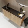 Mondiaz TURE Toiletmeubel 100x23x50cm met 0 kraangaten 2 deuren washed oak mat Wastafel Eden links Solid Surface Zwart FK75341642 - Thumbnail 3