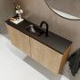 Mondiaz TURE Toiletmeubel 100x23x50cm met 1 kraangaten 2 deuren washed oak mat Wastafel Eden midden Solid Surface Zwart FK75341639 - Thumbnail 3