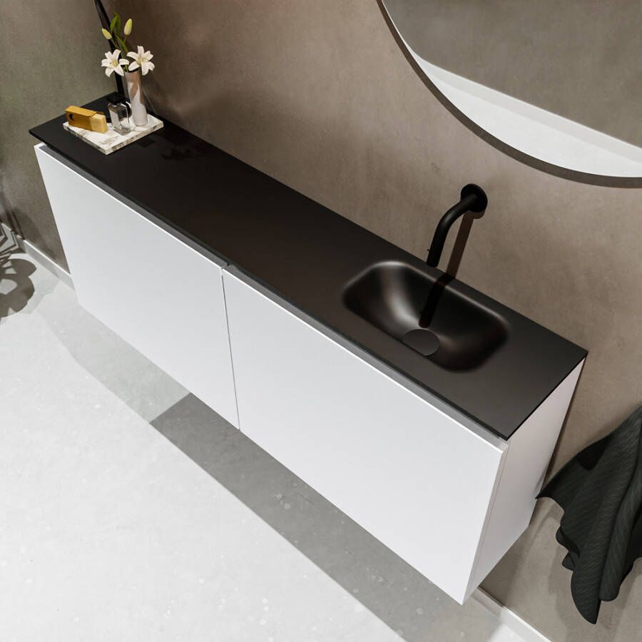 Mondiaz TURE Toiletmeubel 120x23x50cm met 0 kraangaten 2 deuren talc mat Wastafel Eden rechts Solid Surface Zwart FK75341389