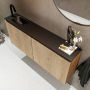 Mondiaz TURE Toiletmeubel 120x23x50cm met 1 kraangaten 2 deuren washed oak mat Wastafel Eden links Solid Surface Zwart FK75341647 - Thumbnail 3