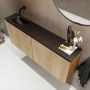 Mondiaz TURE Toiletmeubel 120x23x50cm met 0 kraangaten 2 deuren washed oak mat Wastafel Eden links Solid Surface Zwart FK75341648 - Thumbnail 3