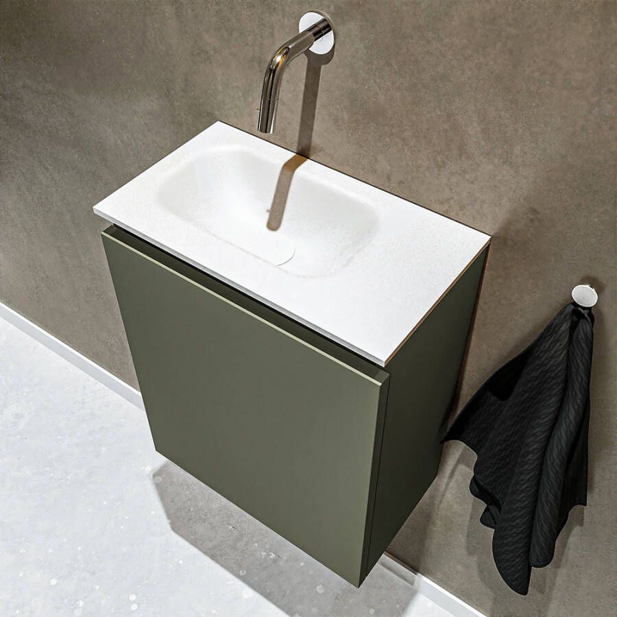 Mondiaz Ture 40cm toiletmeubel army met wastafel talc links geen kraangat