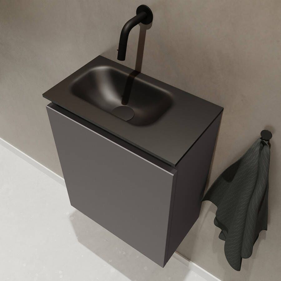 Mondiaz Ture 40cm toiletmeubel dark grey met wastafel urban links geen kraangat