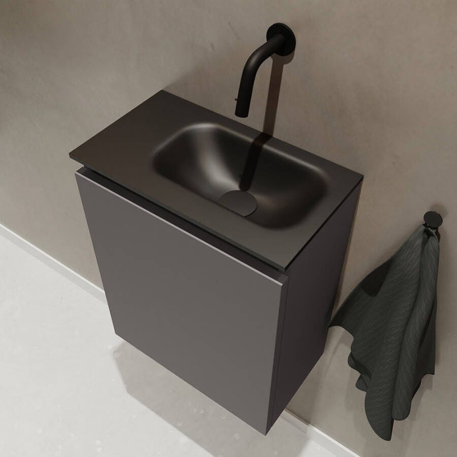 Mondiaz Ture 40cm toiletmeubel dark grey met wastafel urban rechts geen kraangat