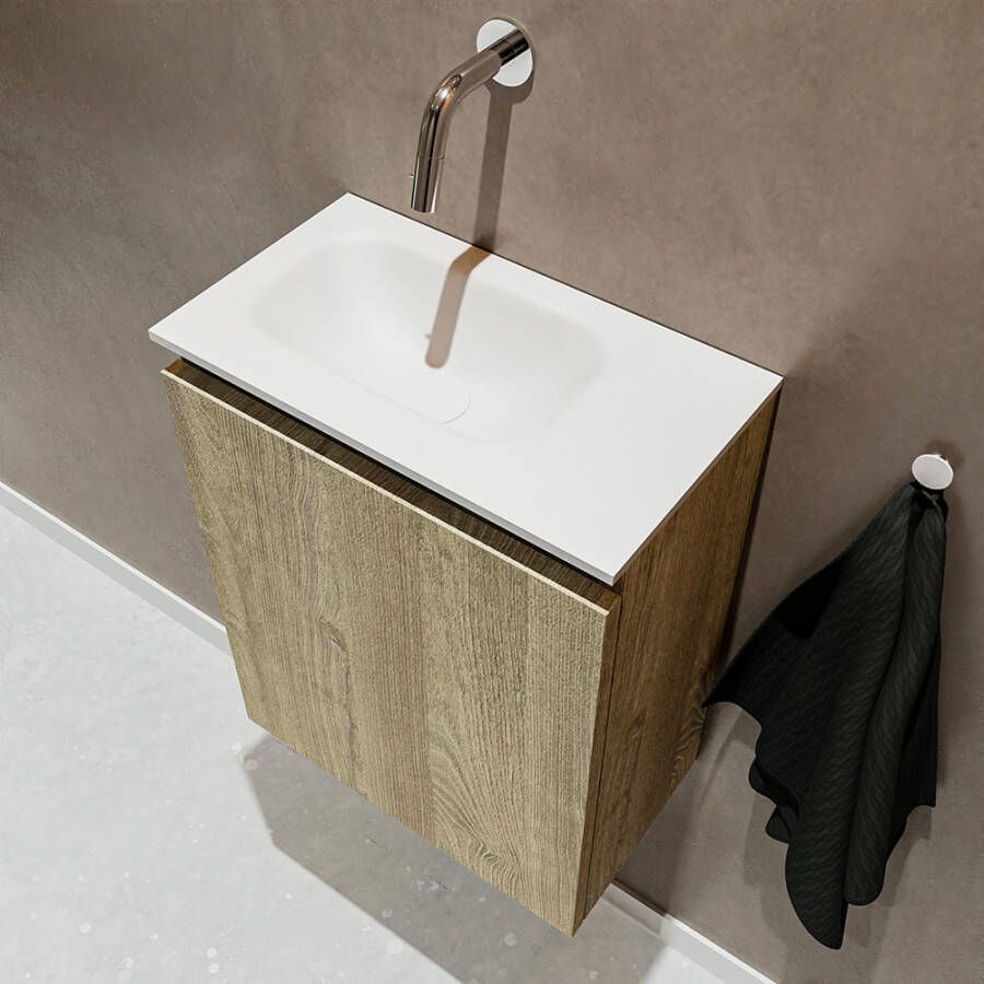 Mondiaz Ture 40cm toiletmeubel light brown grey met wastafel talc links geen kraangat