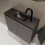 Mondiaz TURE Toiletmeubel 60x23x50cm met 1 kraangaten 2 deuren dark grey mat Wastafel Eden midden Solid Surface Zwart FK75341424 - Thumbnail 3