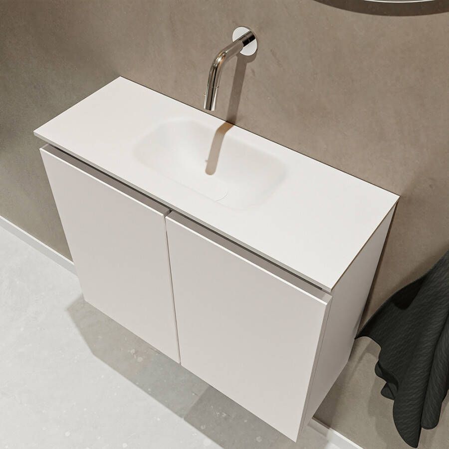 Mondiaz Ture 60cm toiletmeubel linen met wastafel talc midden geen kraangat