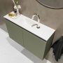 Mondiaz TURE Toiletmeubel 80x23x50cm met 1 kraangaten 2 deuren army mat Wastafel Eden midden Solid Surface Wit FK75341133 - Thumbnail 3