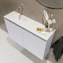 Mondiaz TURE Toiletmeubel 80x23x50cm met 0 kraangaten 2 deuren cale mat Wastafel Eden links Solid Surface Wit FK75341256 - Thumbnail 3