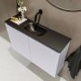 Mondiaz TURE Toiletmeubel 80x23x50cm met 0 kraangaten 2 deuren cale mat Wastafel Eden midden Solid Surface Zwart FK75341605 - Thumbnail 3