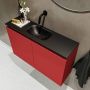 Mondiaz TURE Toiletmeubel 80x23x50cm met 0 kraangaten 2 deuren fire mat Wastafel Eden midden Solid Surface Zwart FK75341547 - Thumbnail 3