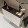 Mondiaz TURE Fonteinset 80x23x50cm 1 kraangat 2 deuren linen mat Wasbak links Solid Surface Zwart FK75341577 - Thumbnail 3