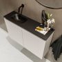 Mondiaz TURE Toiletmeubel 80x23x50cm met 0 kraangaten 2 deuren linen mat Wastafel Eden links Solid Surface Zwart FK75341578 - Thumbnail 3