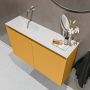 Mondiaz TURE Toiletmeubel 80x23x50cm met 0 kraangaten 2 deuren ocher mat Wastafel Eden links Solid Surface Wit FK75341166 - Thumbnail 3