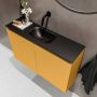 Mondiaz TURE Toiletmeubel 80x23x50cm met 0 kraangaten 2 deuren ocher mat Wastafel Eden midden Solid Surface Zwart FK75341518 - Thumbnail 3