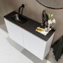 Mondiaz TURE Toiletmeubel 80x23x50cm met 0 kraangaten 2 deuren talc mat Wastafel Eden links Solid Surface Zwart FK75341375 - Thumbnail 3